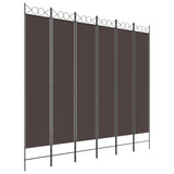 6-Panel Room Divider Brown 240x220 cm Fabric - Front View