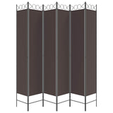 6-Panel Room Divider Brown 240x220 cm Fabric