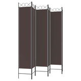 6-Panel Room Divider Brown 240x220 cm Fabric - Top-Down View