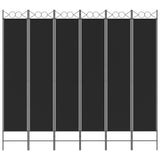 6-Panel Room Divider Black 240x220 cm Fabric