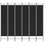 6-Panel Room Divider Black 240x220 cm Fabric