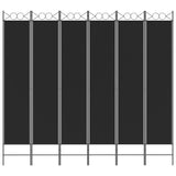 6-Panel Room Divider Black 240x220 cm Fabric - Side View
