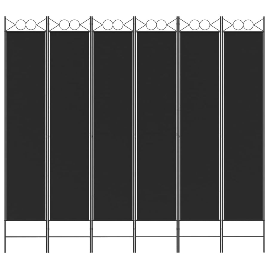 6-Panel Room Divider Black 240x220 cm Fabric