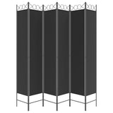 6-Panel Room Divider Black 240x220 cm Fabric