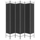 6-Panel Room Divider Black 240x220 cm Fabric - Top-Down View