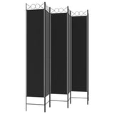 6-Panel Room Divider Black 240x220 cm Fabric - 45-Degree Angle