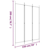 3-Panel Room Divider White 150x200 cm Fabric - Low Angle