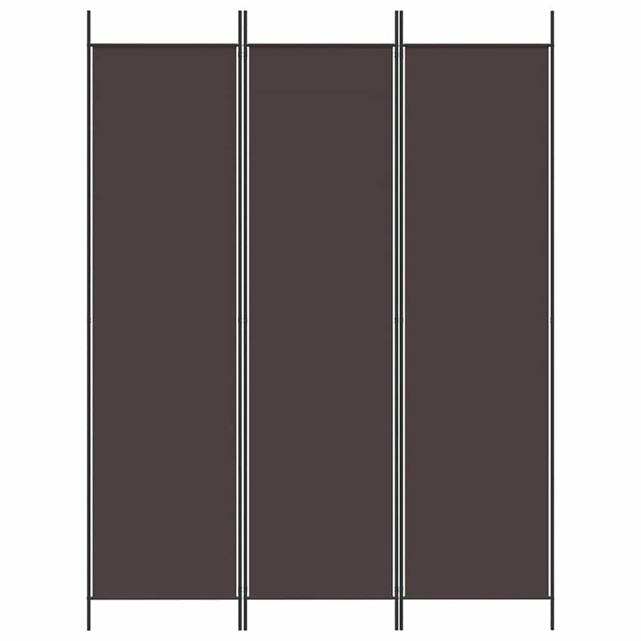 3-Panel Room Divider Brown 150x200 cm Fabric