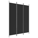3-Panel Room Divider Black 150x200 cm Fabric - Front View