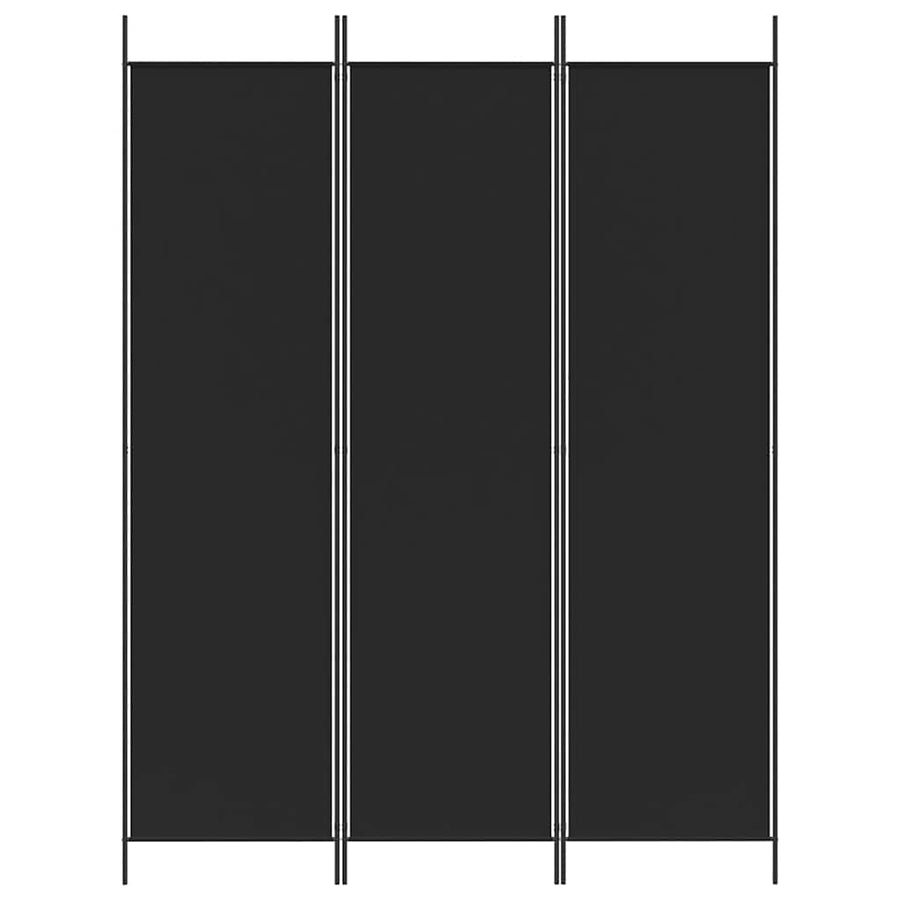 3-Panel Room Divider Black 150x200 cm Fabric