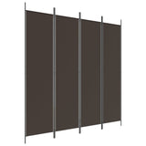 4-Panel Room Divider Brown 200x200 cm Fabric - Front View