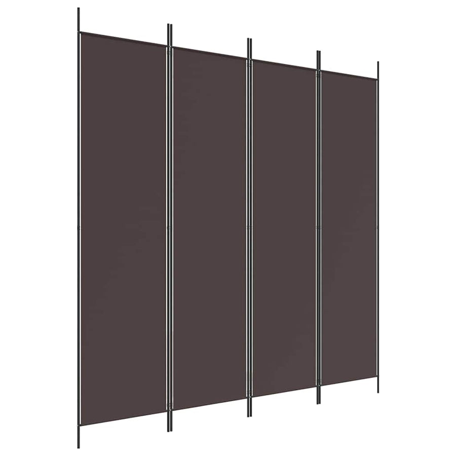 4-Panel Room Divider Brown 200x200 cm Fabric