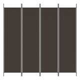 4-Panel Room Divider Brown 200x200 cm Fabric - Side View