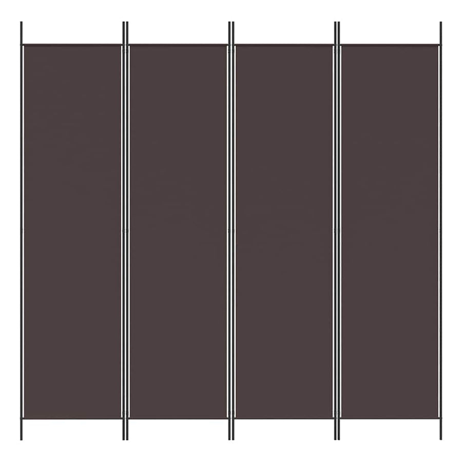 4-Panel Room Divider Brown 200x200 cm Fabric