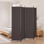 4-Panel Room Divider Brown 200x200 cm Fabric