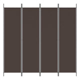 4-Panel Room Divider Brown 200x200 cm Fabric