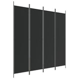 4-Panel Room Divider Black 200x200 cm Fabric