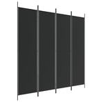 4-Panel Room Divider Black 200x200 cm Fabric