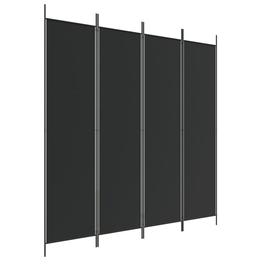 4-Panel Room Divider Black 200x200 cm Fabric