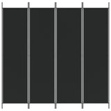 4-Panel Room Divider Black 200x200 cm Fabric