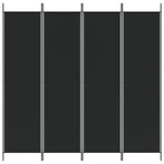 4-Panel Room Divider Black 200x200 cm Fabric