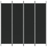 4-Panel Room Divider Black 200x200 cm Fabric - Side View