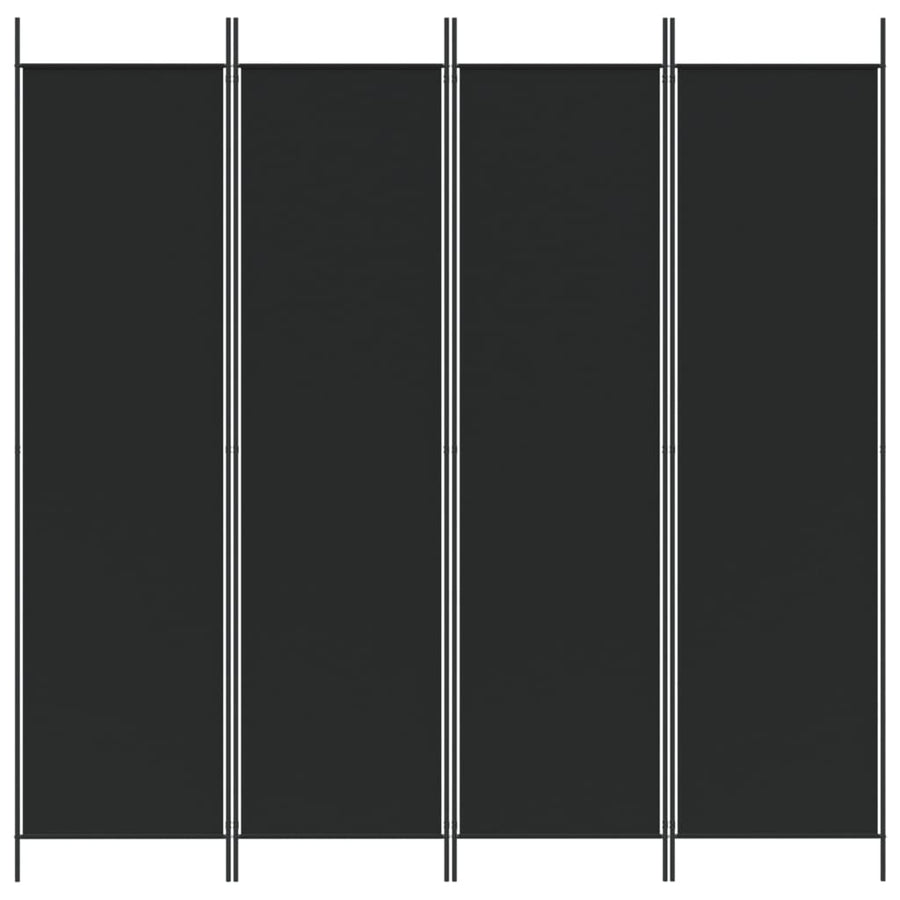4-Panel Room Divider Black 200x200 cm Fabric