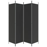 4-Panel Room Divider Black 200x200 cm Fabric