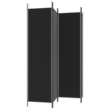 4-Panel Room Divider Black 200x200 cm Fabric