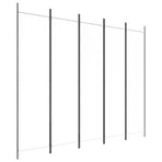 5-Panel Room Divider White 250x200 cm Fabric