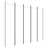 5-Panel Room Divider White 250x200 cm Fabric - Front View