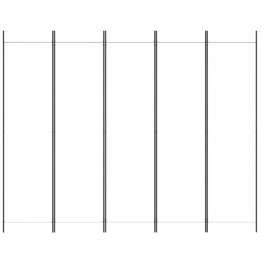 5-Panel Room Divider White 250x200 cm Fabric