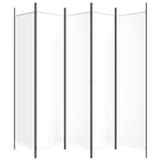 5-Panel Room Divider White 250x200 cm Fabric