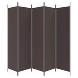 5-Panel Room Divider Brown 250x200 cm Fabric