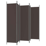 5-Panel Room Divider Brown 250x200 cm Fabric - Top-Down View