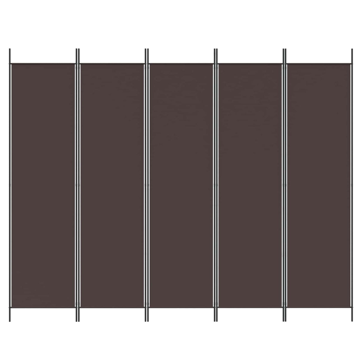 5-Panel Room Divider Brown 250x200 cm Fabric