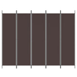 5-Panel Room Divider Brown 250x200 cm Fabric - Rear View