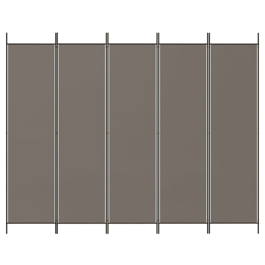 5-Panel Room Divider Anthracite 250x200 cm Fabric