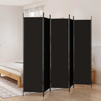 5-Panel Room Divider Black 250x200 cm Fabric