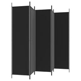 5-Panel Room Divider Black 250x200 cm Fabric - 45-Degree Angle