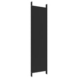 5-Panel Room Divider Black 250x200 cm Fabric - Rear View
