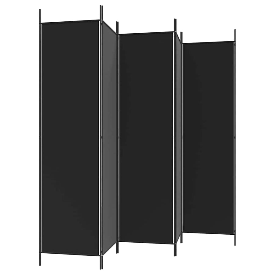 5-Panel Room Divider Black 250x200 cm Fabric