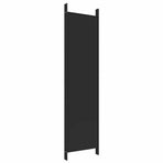 5-Panel Room Divider Black 250x200 cm Fabric