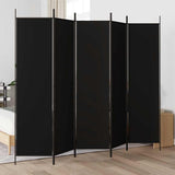 5-Panel Room Divider Black 250x200 cm Fabric
