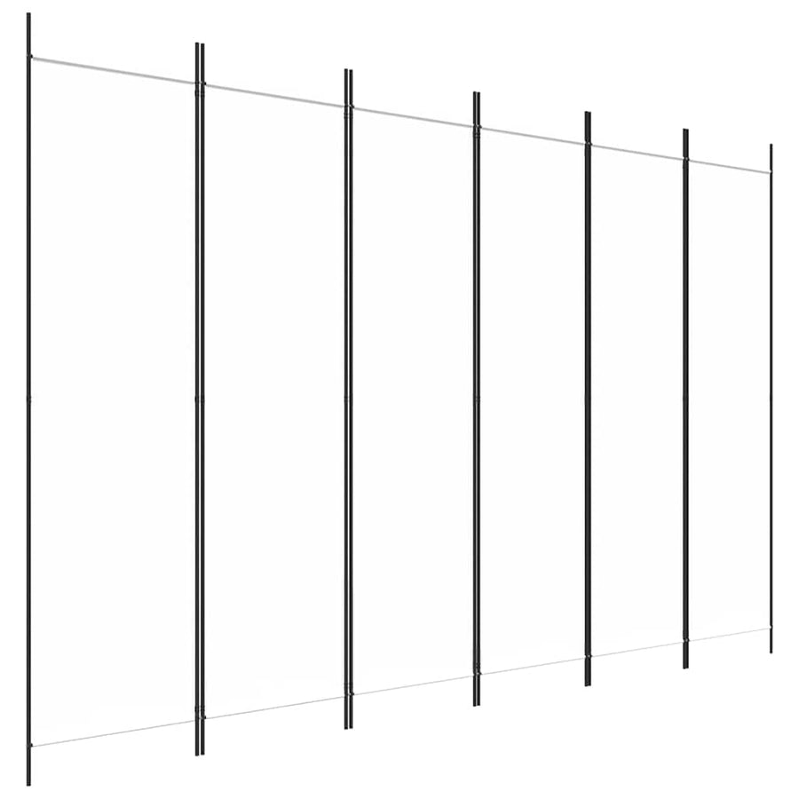 6-Panel Room Divider White 300x200 cm Fabric