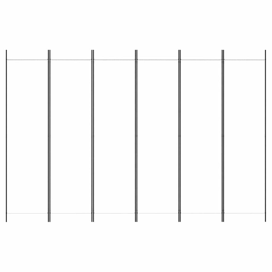6-Panel Room Divider White 300x200 cm Fabric