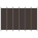 6-Panel Room Divider Brown 300x200 cm Fabric