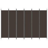 6-Panel Room Divider Brown 300x200 cm Fabric - Side View