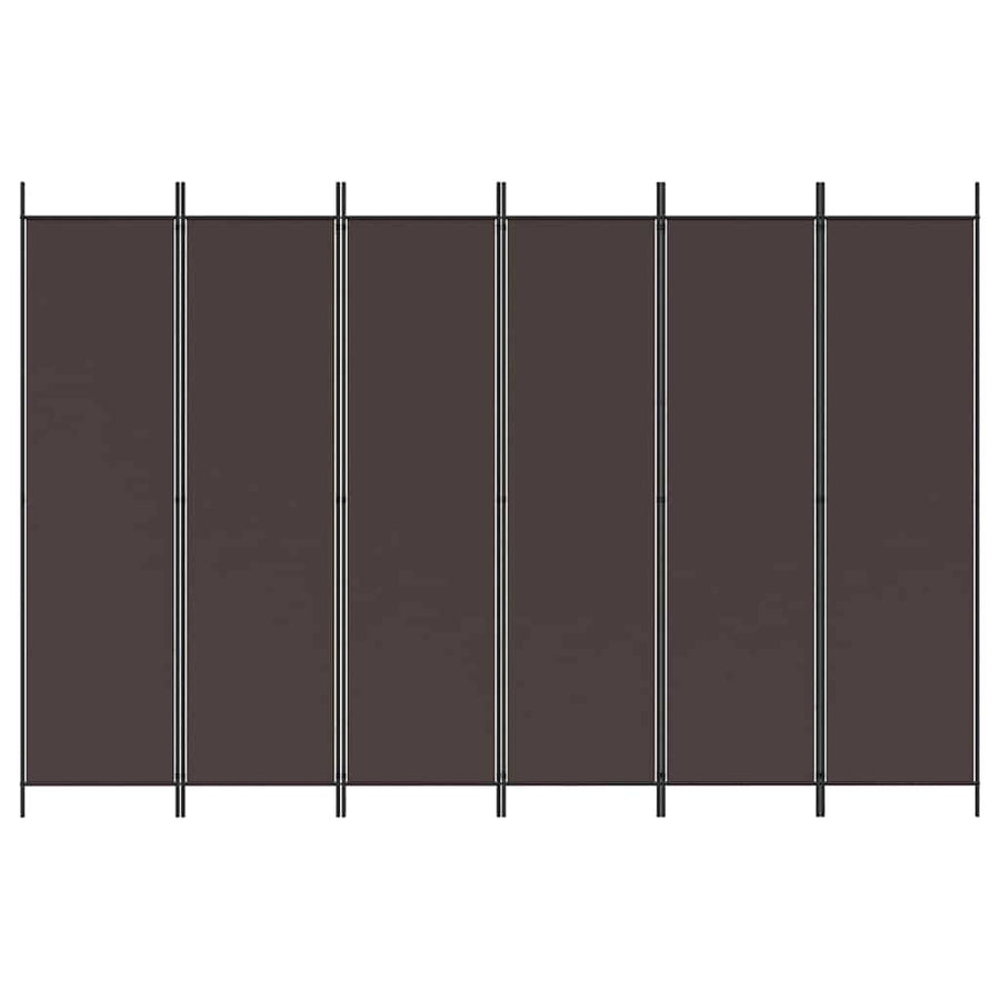 6-Panel Room Divider Brown 300x200 cm Fabric