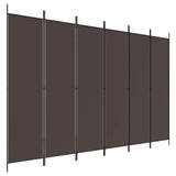 6-Panel Room Divider Brown 300x200 cm Fabric